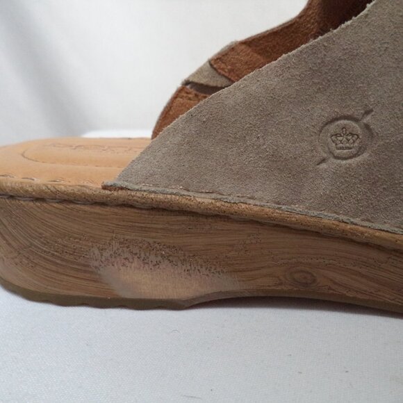 Born Andy nubuck leather clogs mules comfort slides taupe Women Size Sz 10 - Picture 4 of 10